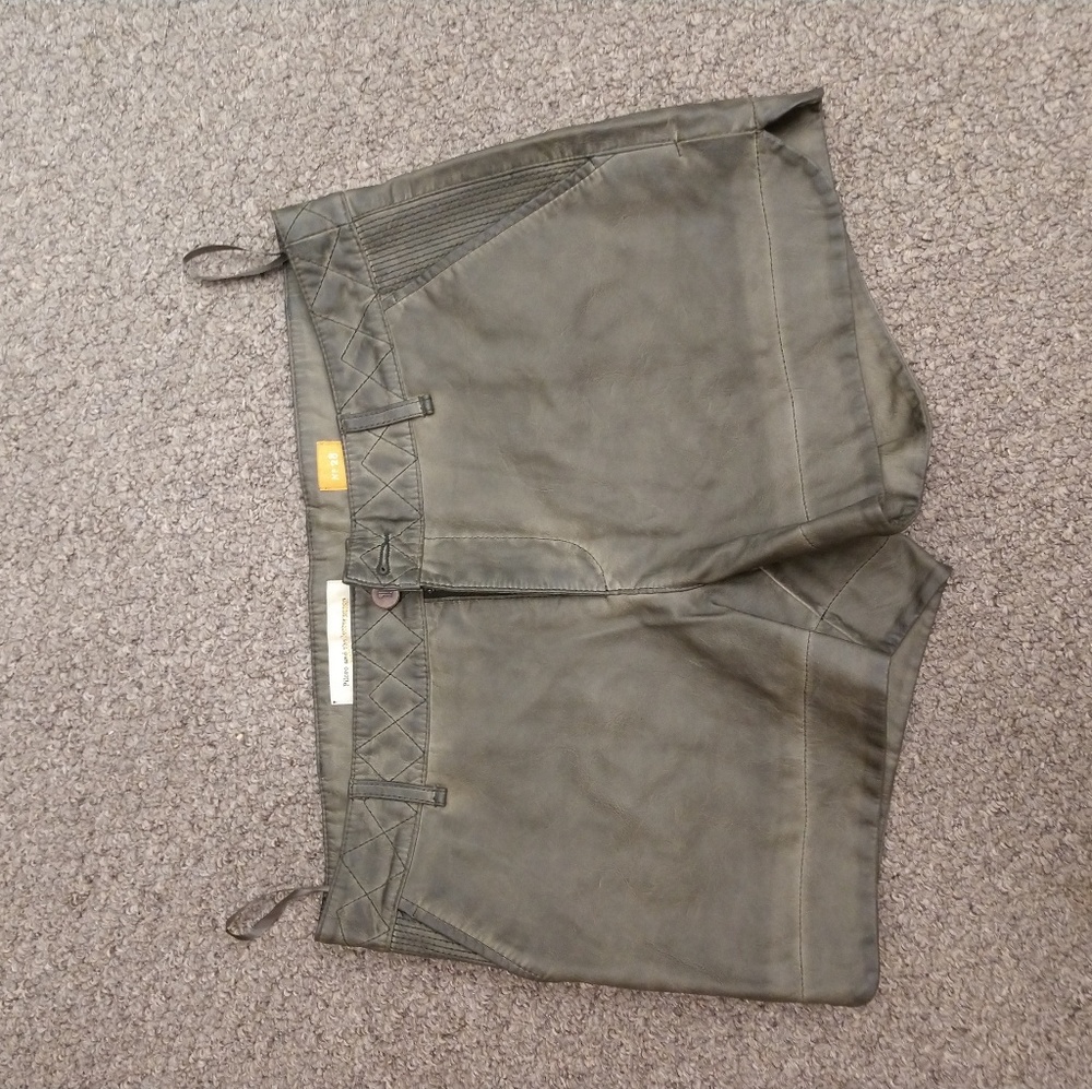 Anthropologie Green Pleather Shorts NWOT Medium